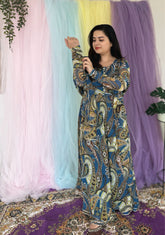 Parsley print chiffon anarkali